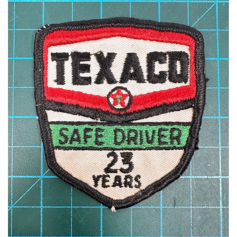 Vintage Texaco Safe Driver 23 Years Embroidered Patch Gas Station Memorabilia